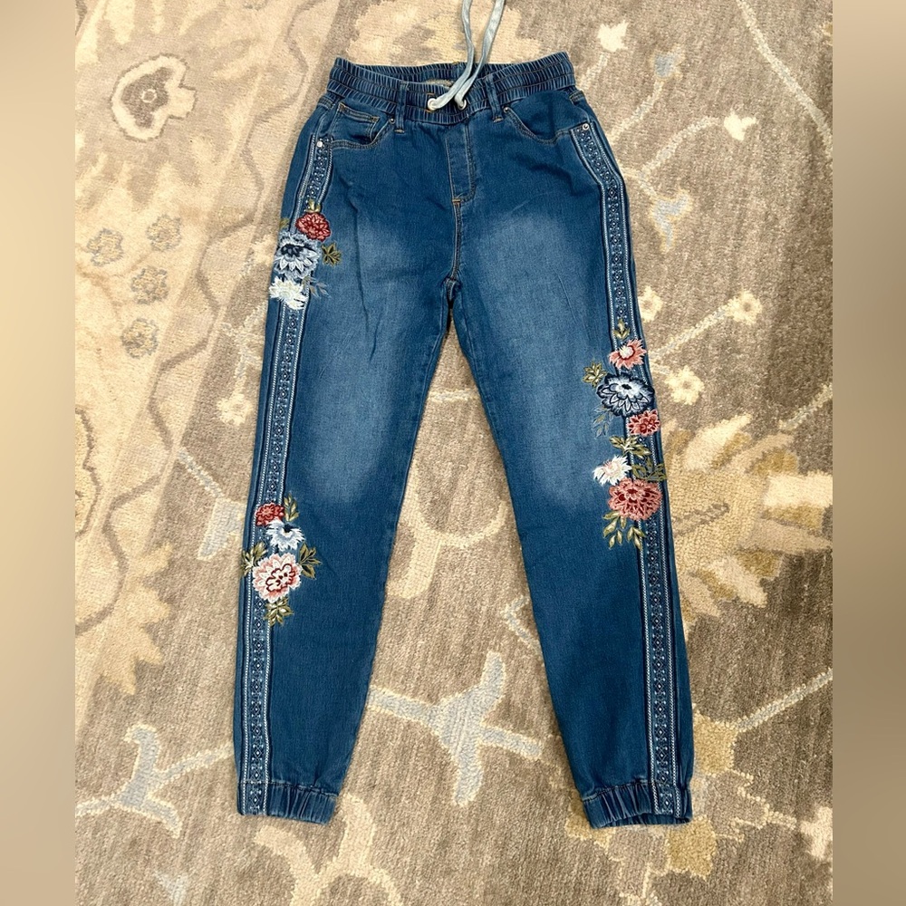 DRIFTWOOD Blue Floral Embroidered Jeans Jeggings